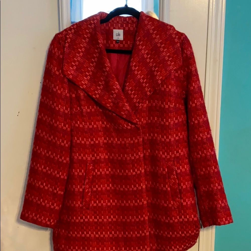 Cabi Beautiful Red Woven Jacket EUC, Sz M